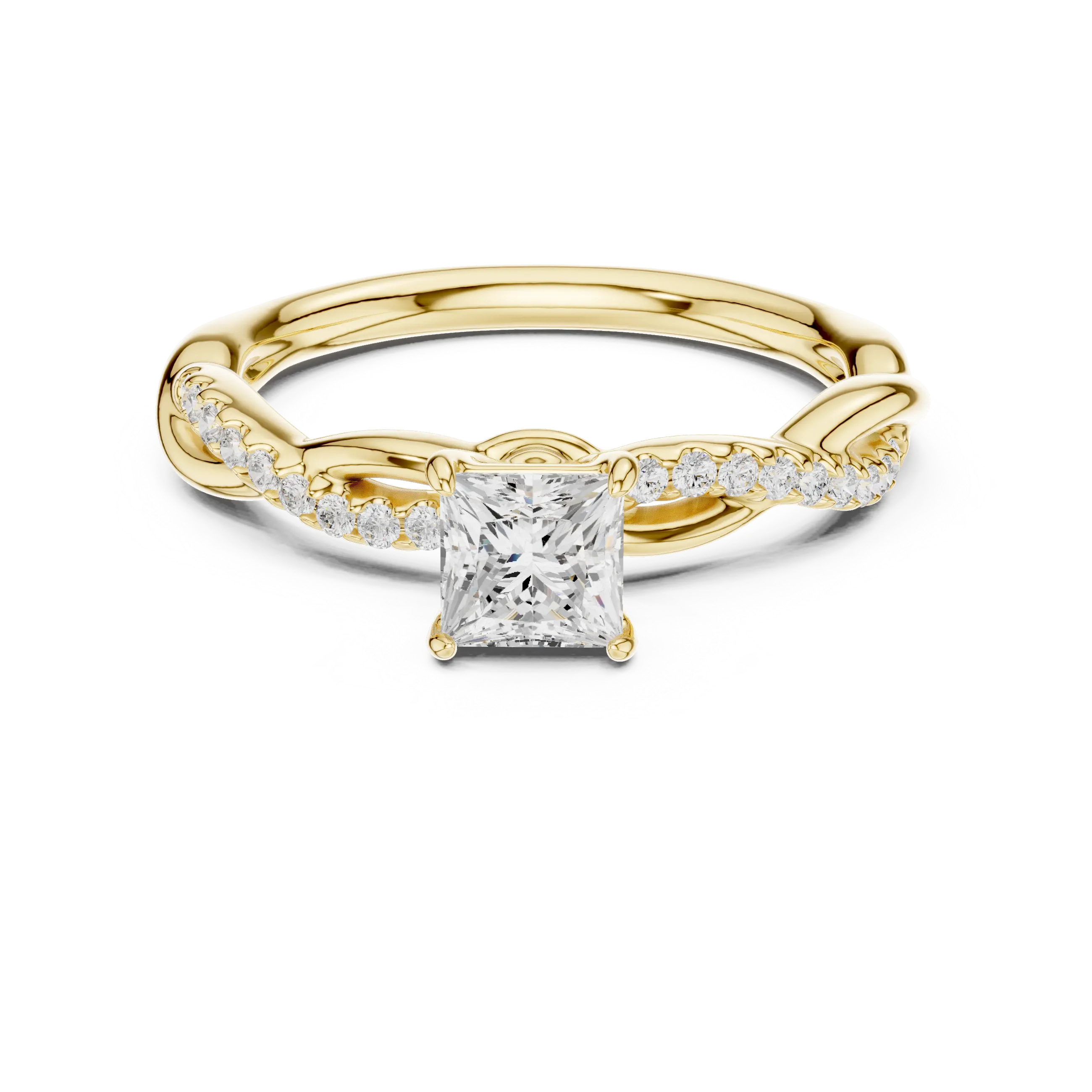 Princess Cut Diamond Twisted Infinity Engagement Ring in 14k White Gold
