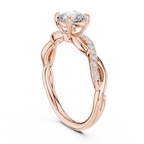 Cushion Cut Moissanite Diamond Twisted Infinity Engagement Ring in 10k Yellow Gold