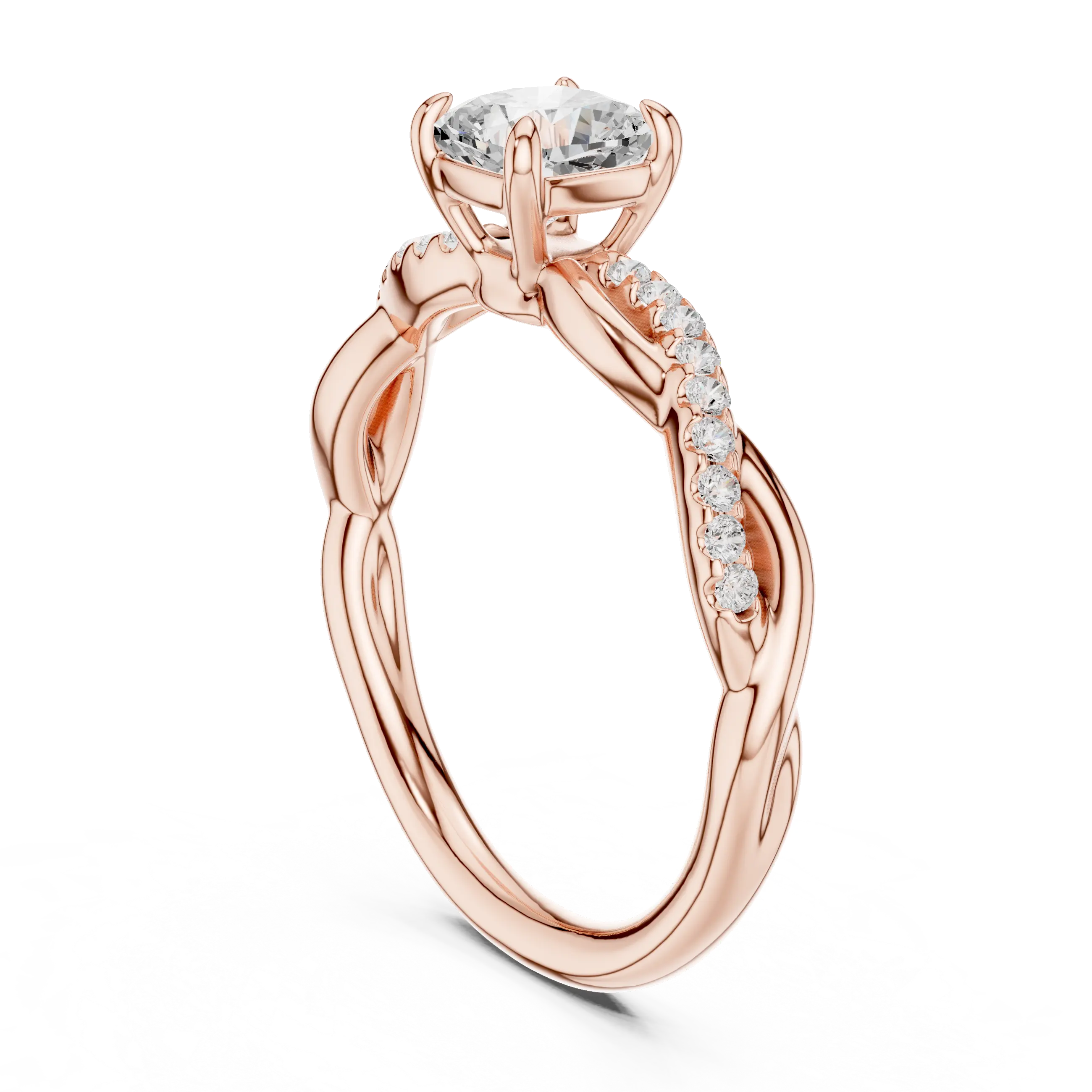 Cushion Cut Moissanite Diamond Twisted Infinity Engagement Ring in 10k Yellow Gold