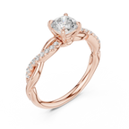 Cushion Cut Moissanite Diamond Twisted Infinity Engagement Ring in 10k Yellow Gold