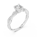 Cushion Cut Moissanite Diamond Twisted Infinity Engagement Ring in 10k Yellow Gold