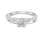 Cushion Cut Moissanite Diamond Twisted Infinity Engagement Ring in 10k Yellow Gold