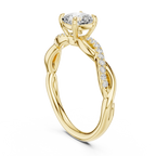 Cushion Cut Moissanite Diamond Twisted Infinity Engagement Ring in 10k Yellow Gold