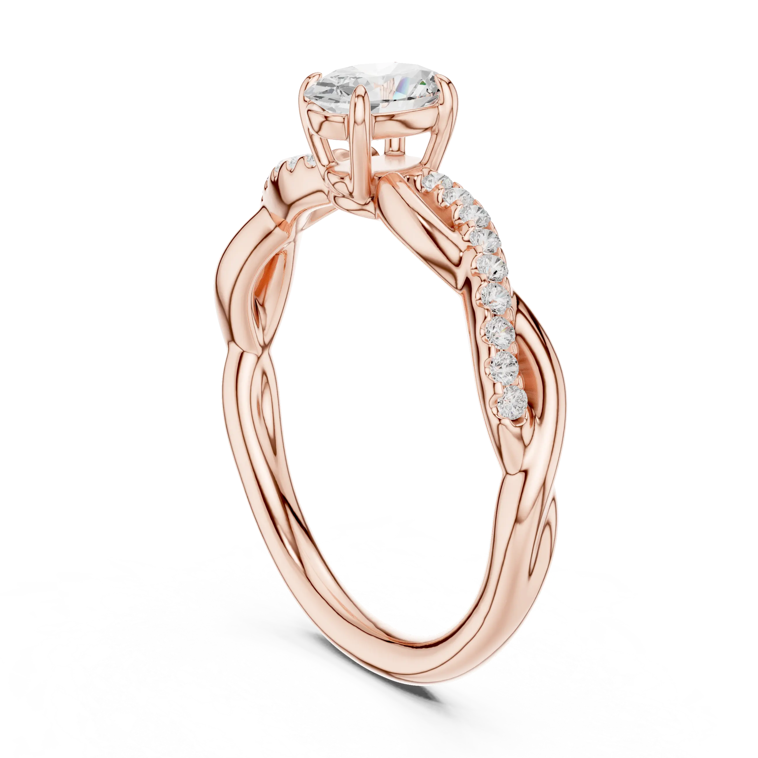 The Serenity Oval Diamond Twisted Vine Engagement Ring in 14k White Gold