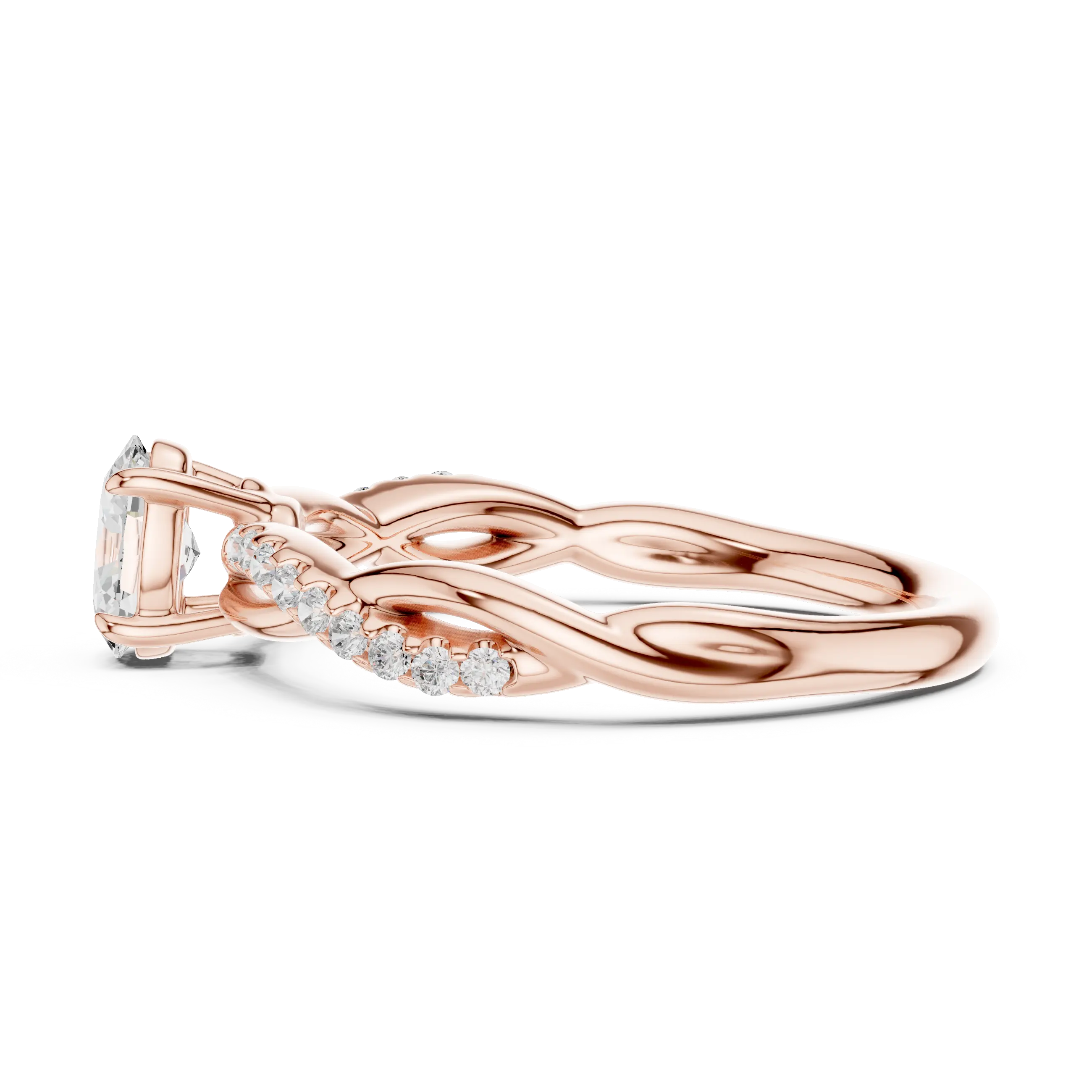 The Serenity Oval Diamond Twisted Vine Engagement Ring in 14k White Gold