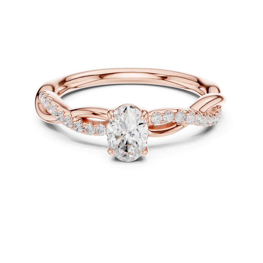 The Serenity Oval Diamond Twisted Vine Engagement Ring in 14k White Gold