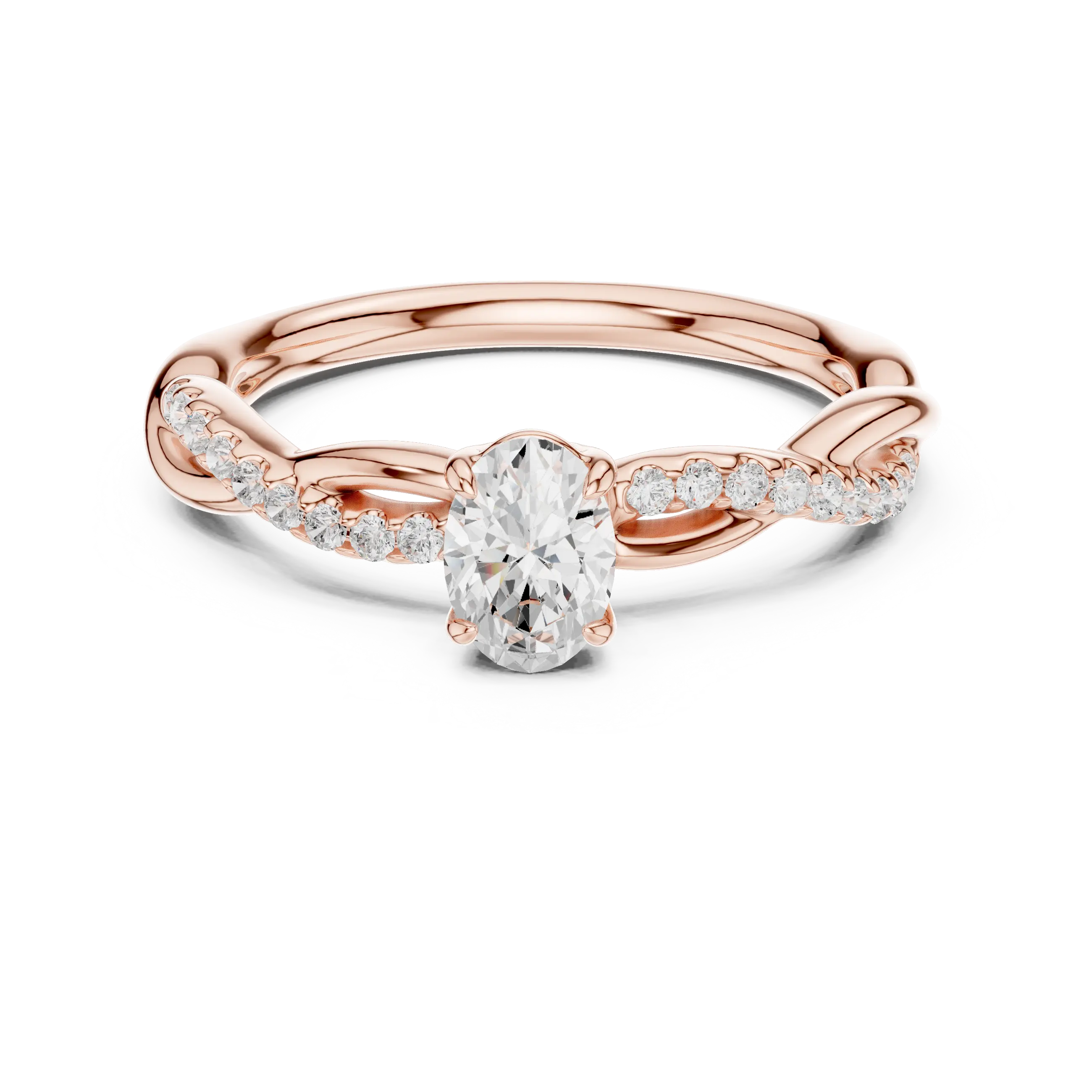 The Serenity Oval Diamond Twisted Vine Engagement Ring in 14k White Gold
