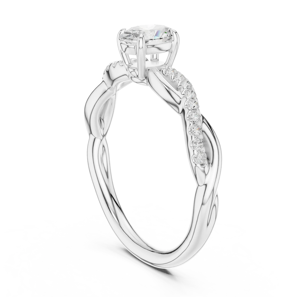 The Serenity Oval Diamond Twisted Vine Engagement Ring in 14k White Gold