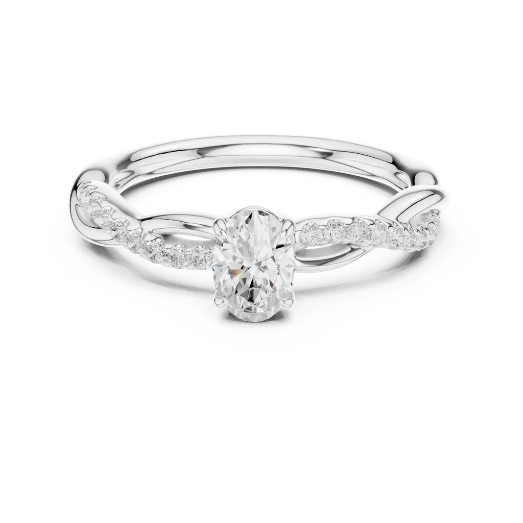 The Serenity Oval Diamond Twisted Vine Engagement Ring in 14k White Gold