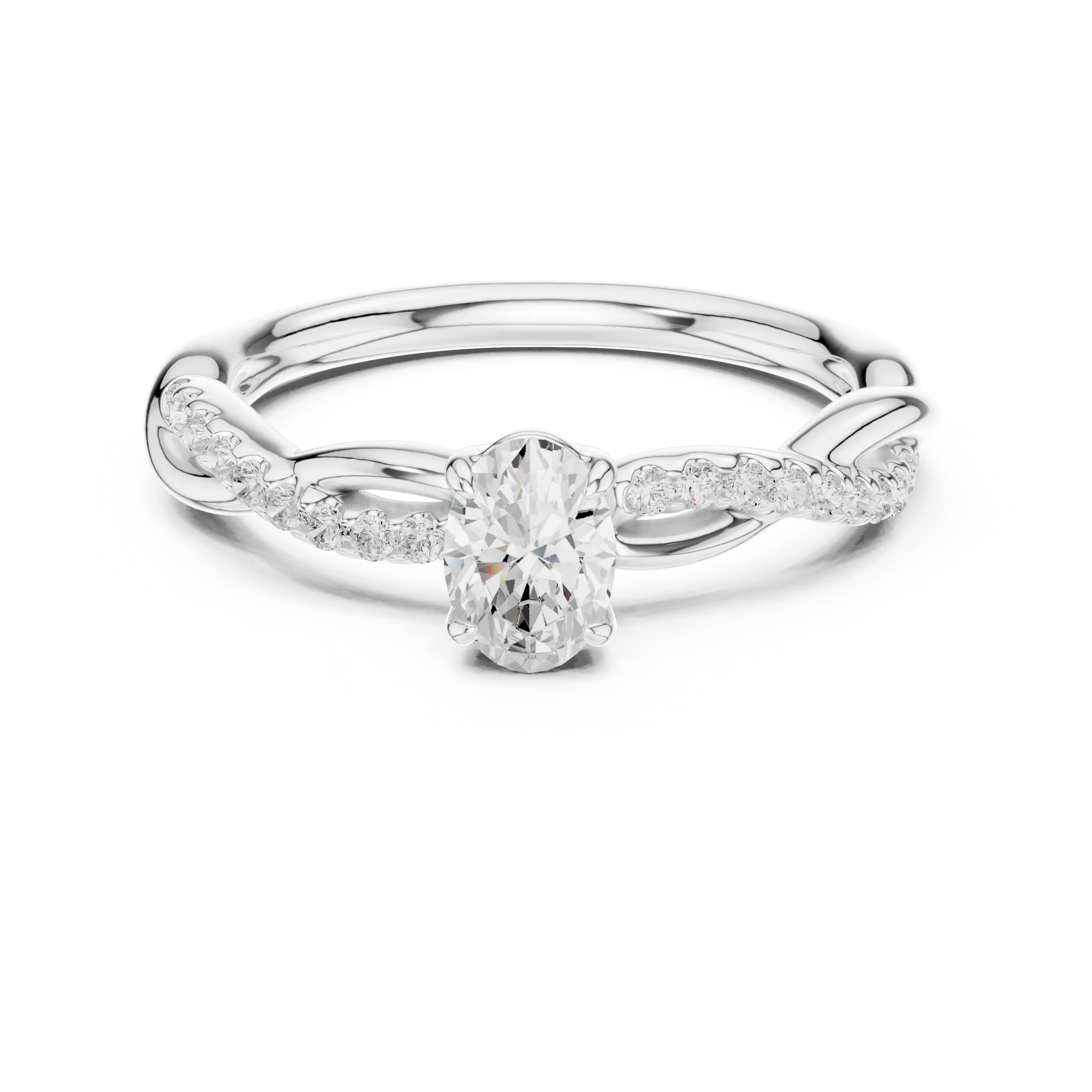 The Serenity Oval Diamond Twisted Vine Engagement Ring in 14k White Gold