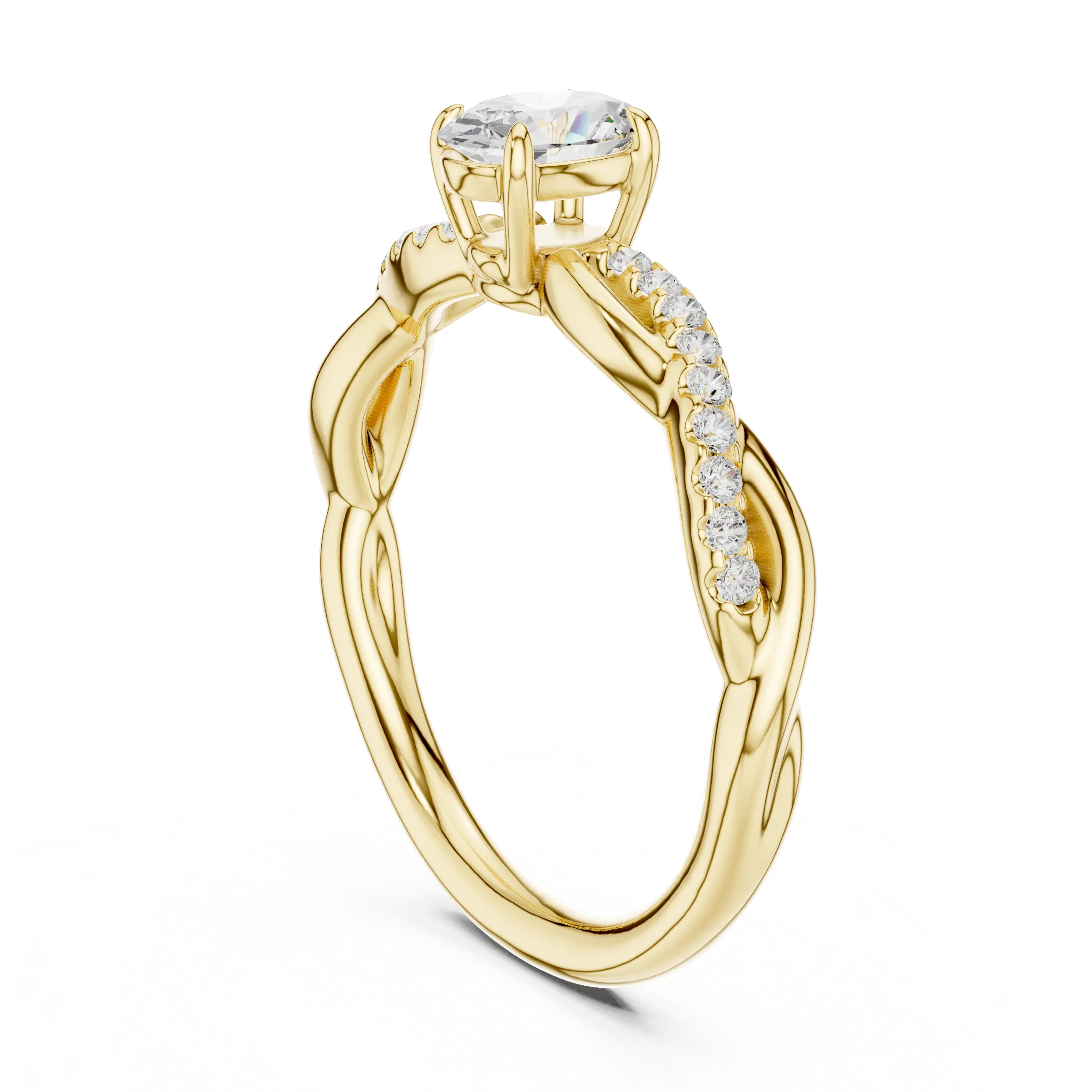 The Serenity Oval Diamond Twisted Vine Engagement Ring in 14k White Gold