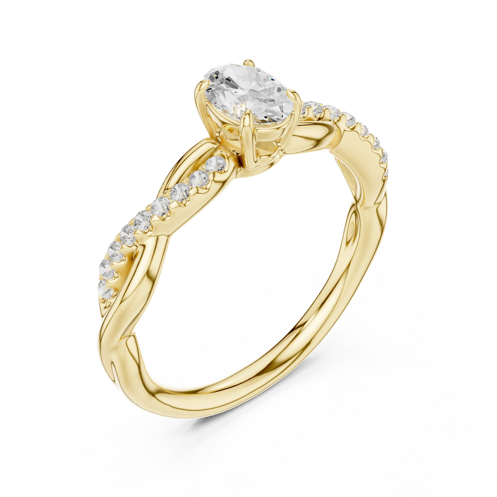 The Serenity Oval Diamond Twisted Vine Engagement Ring in 14k White Gold