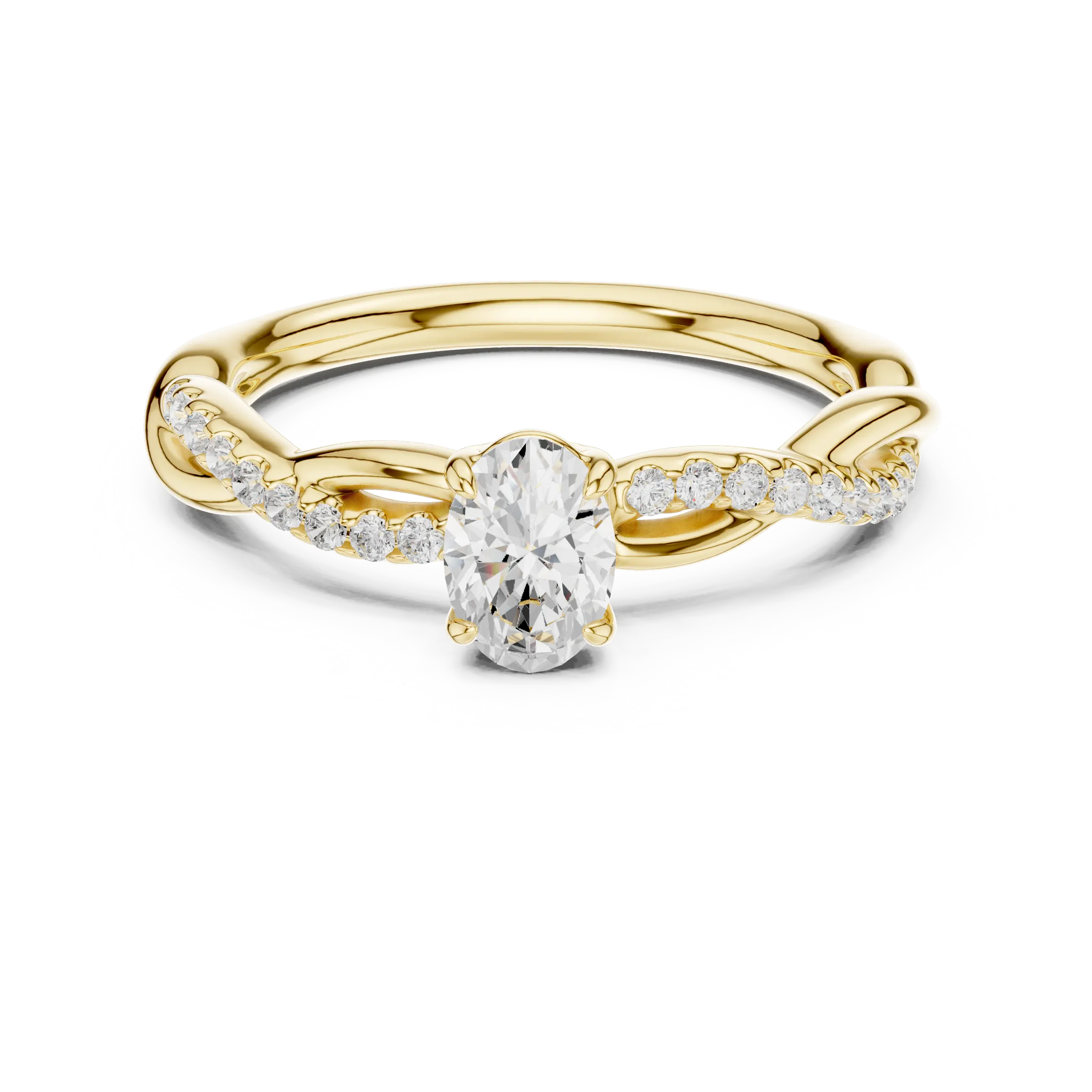 The Serenity Oval Diamond Twisted Vine Engagement Ring in 14k White Gold