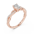 The Everly Emerald Cut Diamond Twisted Vine Engagement Ring in 18k Rose Gold