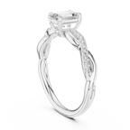 The Everly Emerald Cut Diamond Twisted Vine Engagement Ring in 18k Rose Gold