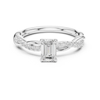The Everly Emerald Cut Diamond Twisted Vine Engagement Ring in 18k Rose Gold