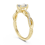 The Everly Emerald Cut Diamond Twisted Vine Engagement Ring in 18k Rose Gold