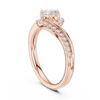 The Aurora Round Diamond Bypass Halo Engagement Ring in 14k Yellow Gold