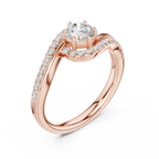 The Aurora Round Diamond Bypass Halo Engagement Ring in 14k Yellow Gold