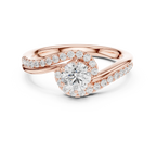 The Aurora Round Diamond Bypass Halo Engagement Ring in 14k Yellow Gold