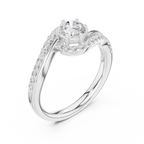 The Aurora Round Diamond Bypass Halo Engagement Ring in 14k Yellow Gold