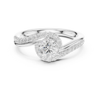 The Aurora Round Diamond Bypass Halo Engagement Ring in 14k Yellow Gold