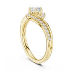 The Aurora Round Diamond Bypass Halo Engagement Ring in 14k Yellow Gold