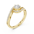 The Aurora Round Diamond Bypass Halo Engagement Ring in 14k Yellow Gold
