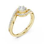 The Aurora Round Diamond Bypass Halo Engagement Ring in 14k Yellow Gold