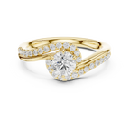 The Aurora Round Diamond Bypass Halo Engagement Ring in 14k Yellow Gold