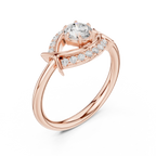 Round Diamond Bypass Ribbon Engagement Ring in 10k White Gold
