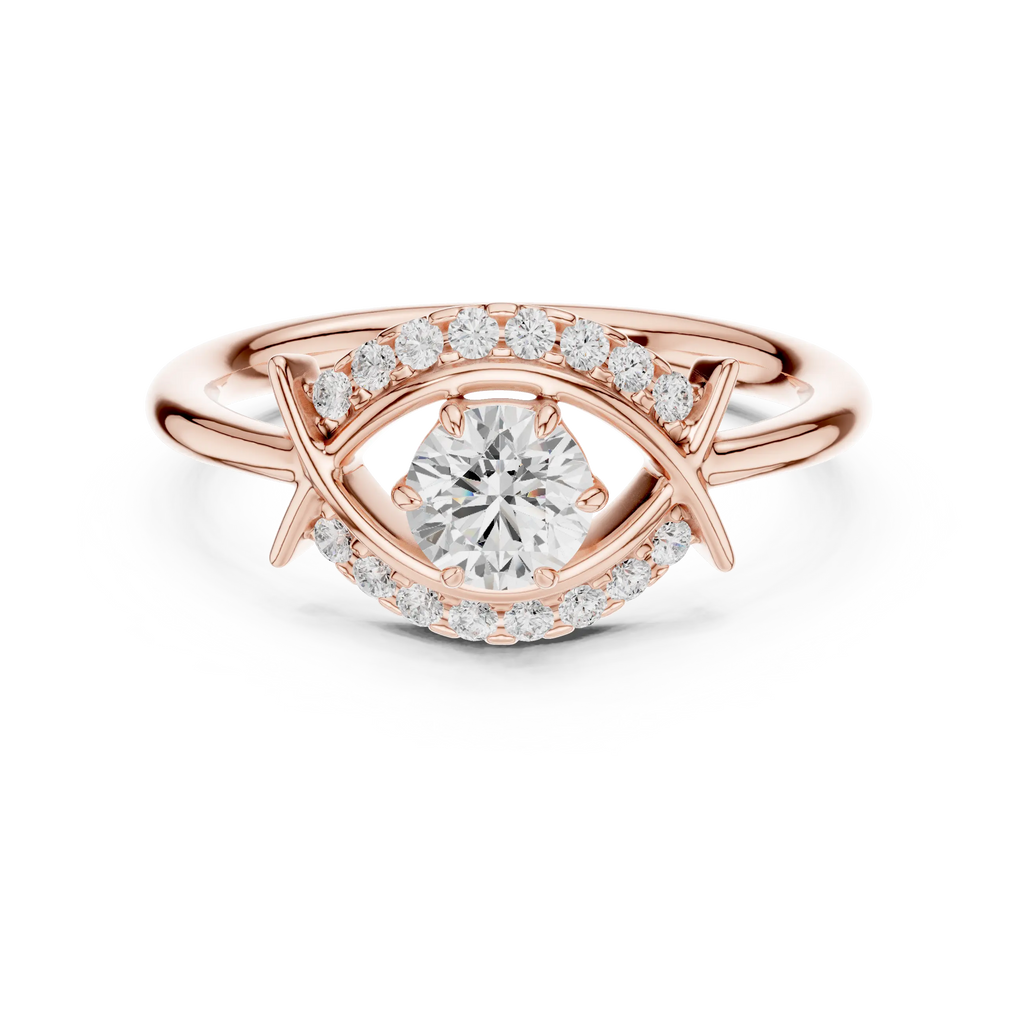 Round Diamond Bypass Ribbon Engagement Ring in 10k White Gold