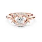 Round Diamond Bypass Ribbon Engagement Ring in 10k White Gold
