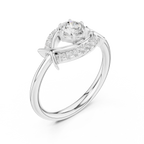 Round Diamond Bypass Ribbon Engagement Ring in 10k White Gold