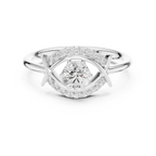 Round Diamond Bypass Ribbon Engagement Ring in 10k White Gold