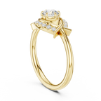 Round Diamond Bypass Ribbon Engagement Ring in 10k White Gold