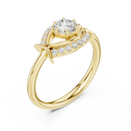 Round Diamond Bypass Ribbon Engagement Ring in 10k White Gold