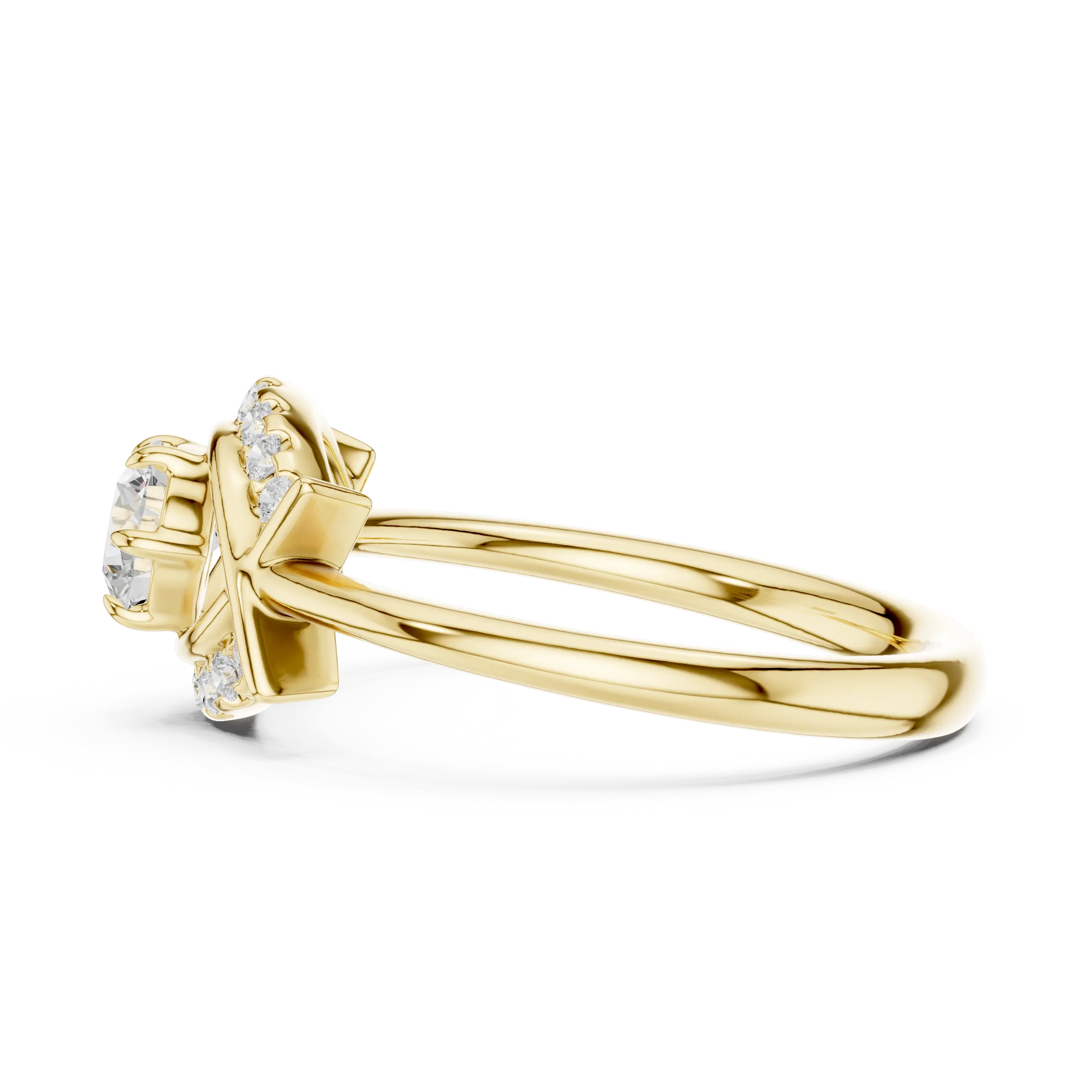 Round Diamond Bypass Ribbon Engagement Ring in 10k White Gold