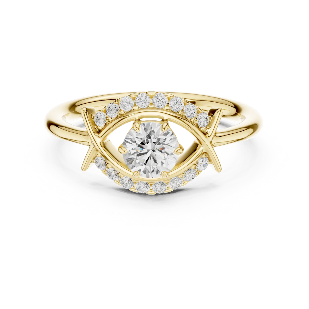 Round Diamond Bypass Ribbon Engagement Ring in 10k White Gold