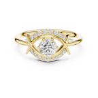 Round Diamond Bypass Ribbon Engagement Ring in 10k White Gold