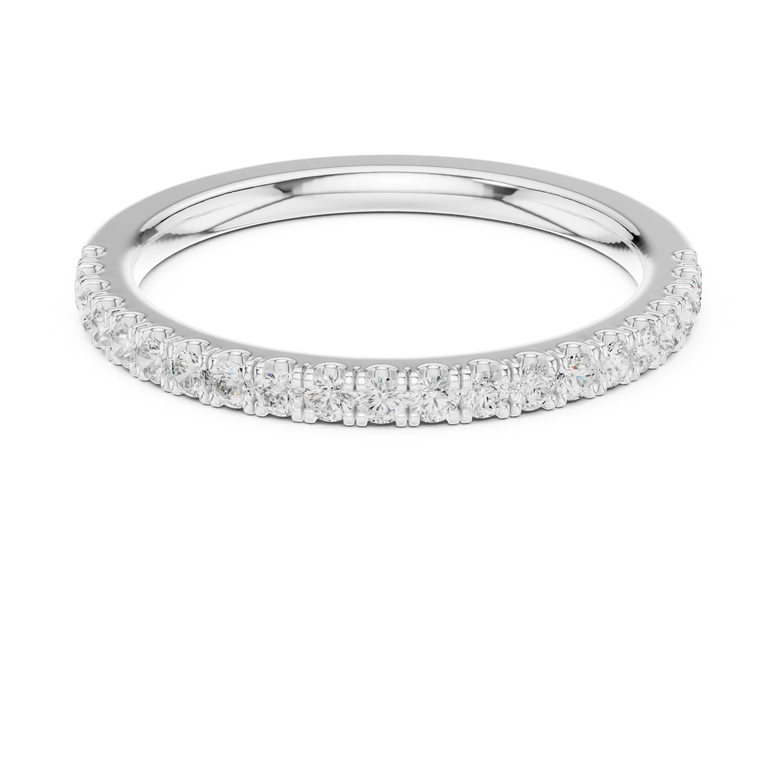 Moissanite Diamond Pavé Anniversary Wedding Band in 14k Yellow Gold