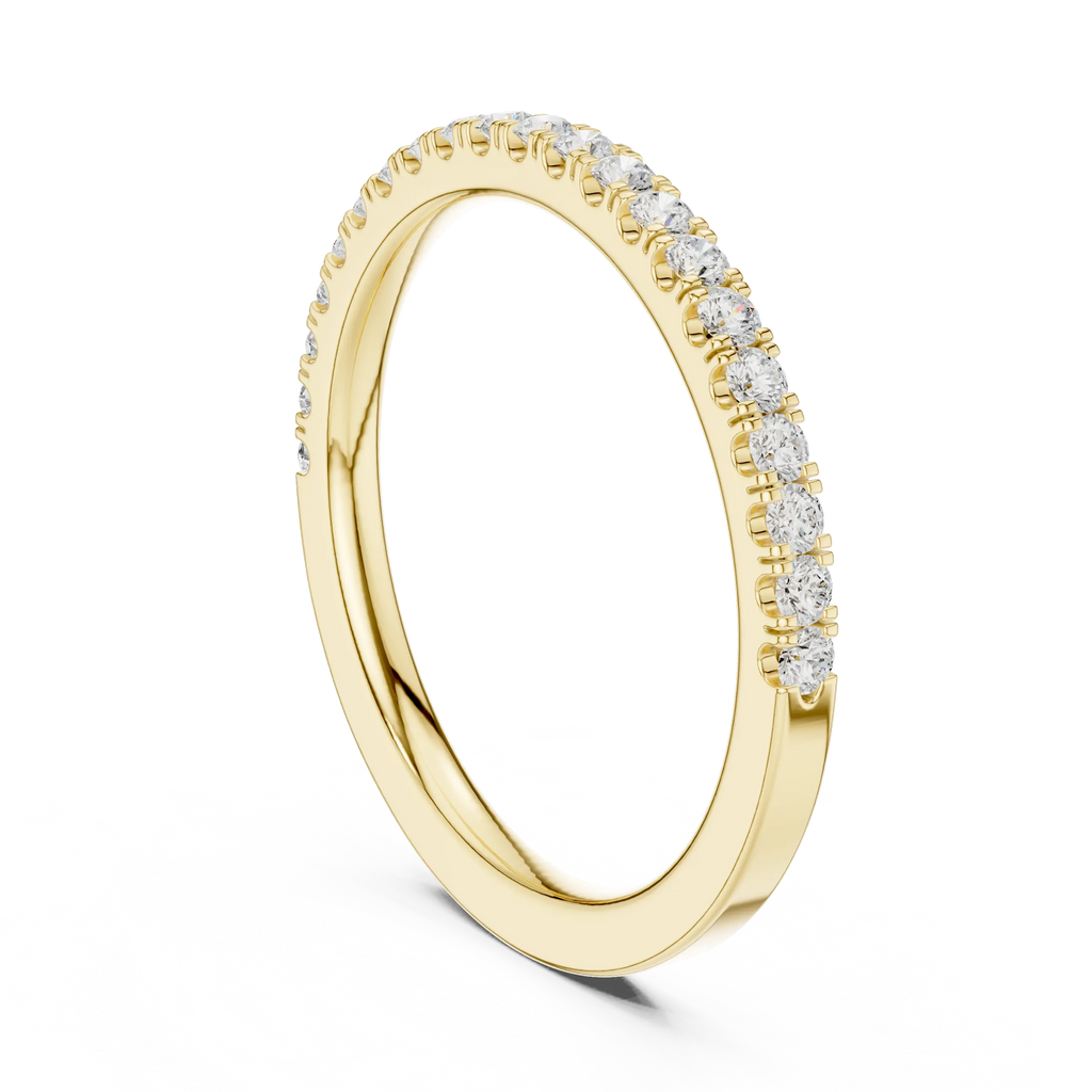 Moissanite Diamond Pavé Anniversary Wedding Band in 14k Yellow Gold