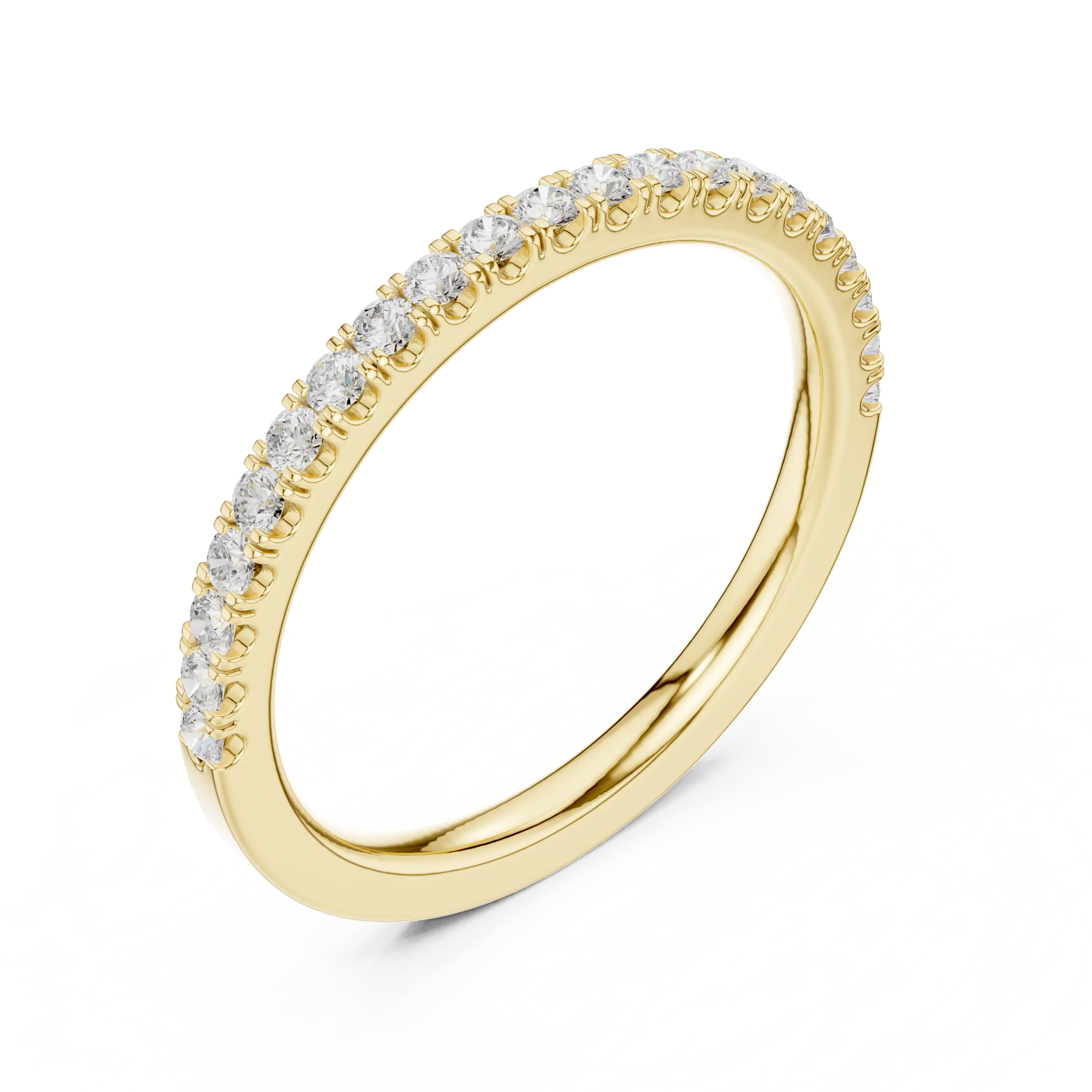 Moissanite Diamond Pavé Anniversary Wedding Band in 14k Yellow Gold