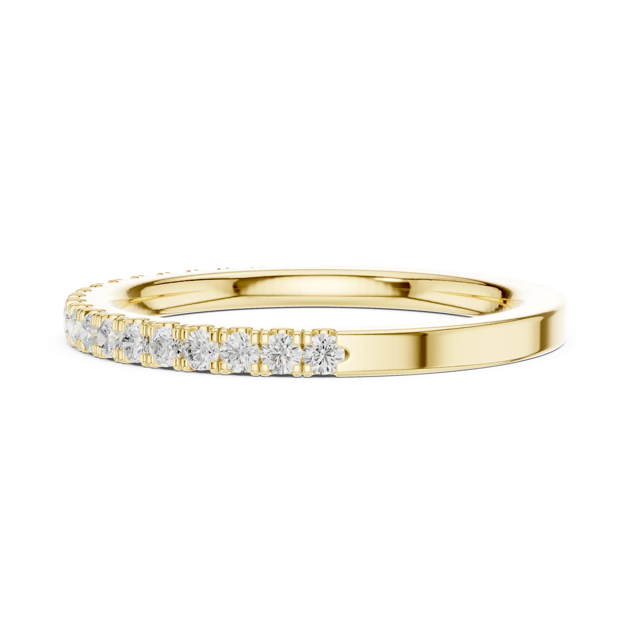 Moissanite Diamond Pavé Anniversary Wedding Band in 14k Yellow Gold