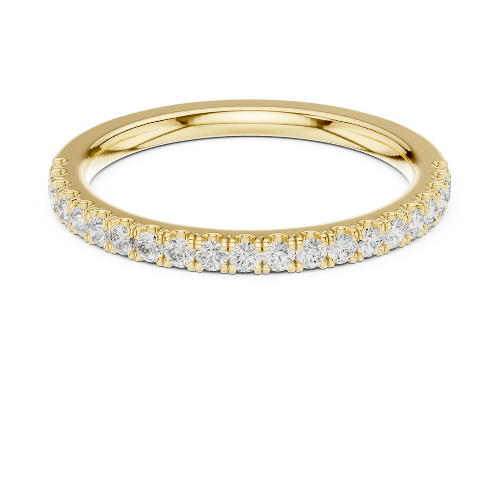 Moissanite Diamond Pavé Anniversary Wedding Band in 14k Yellow Gold