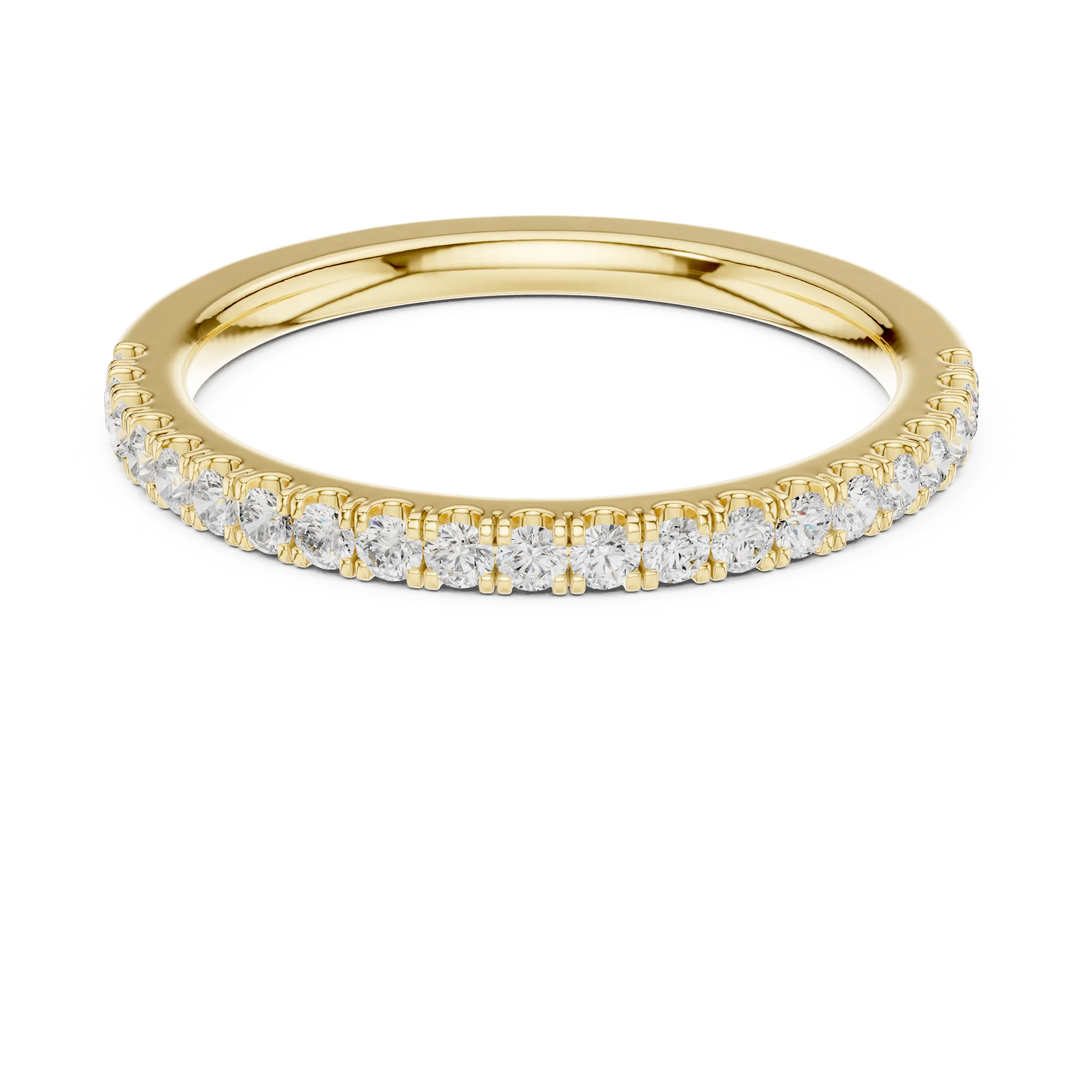 Moissanite Diamond Pavé Anniversary Wedding Band in 14k Yellow Gold