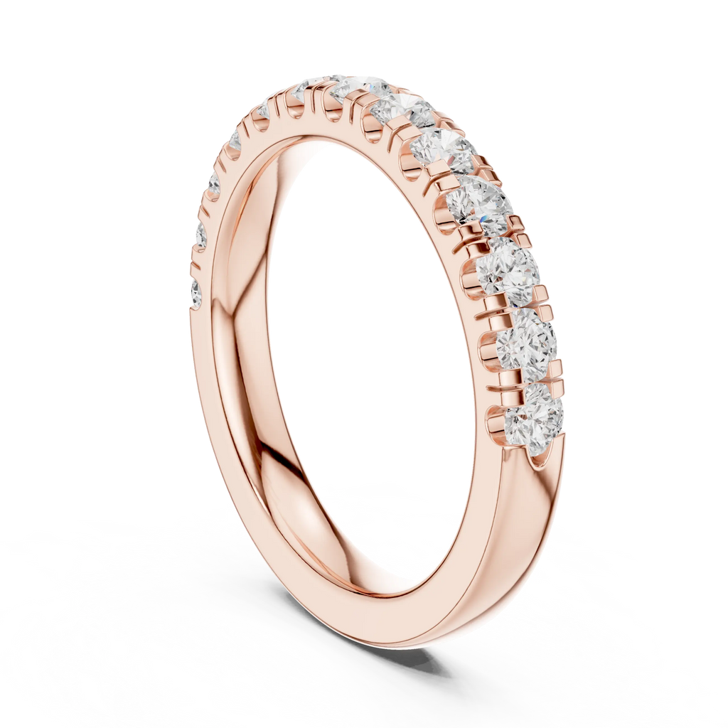 Round Lab Grown Diamond Pavé Wedding Band in 14k White Gold