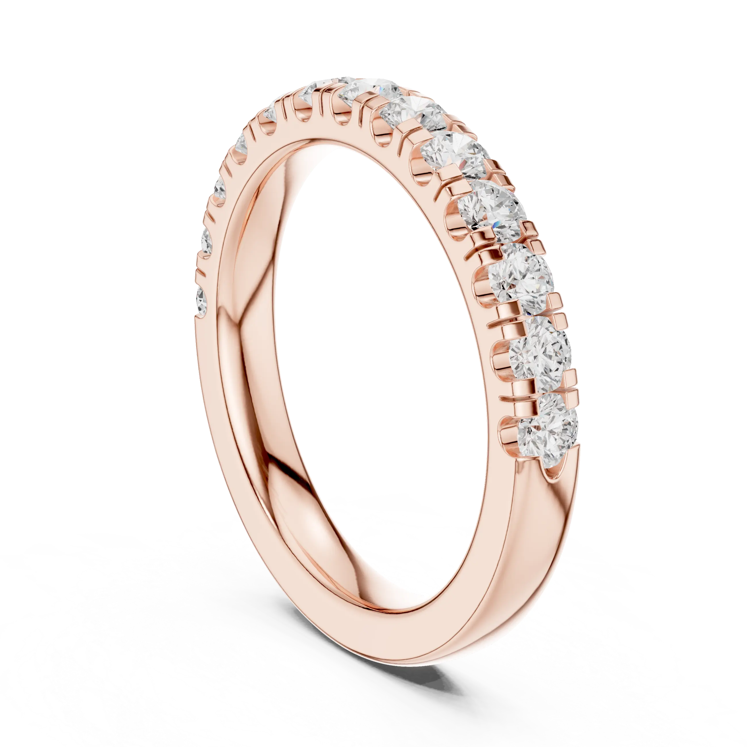 Round Lab Grown Diamond Pavé Wedding Band in 14k White Gold