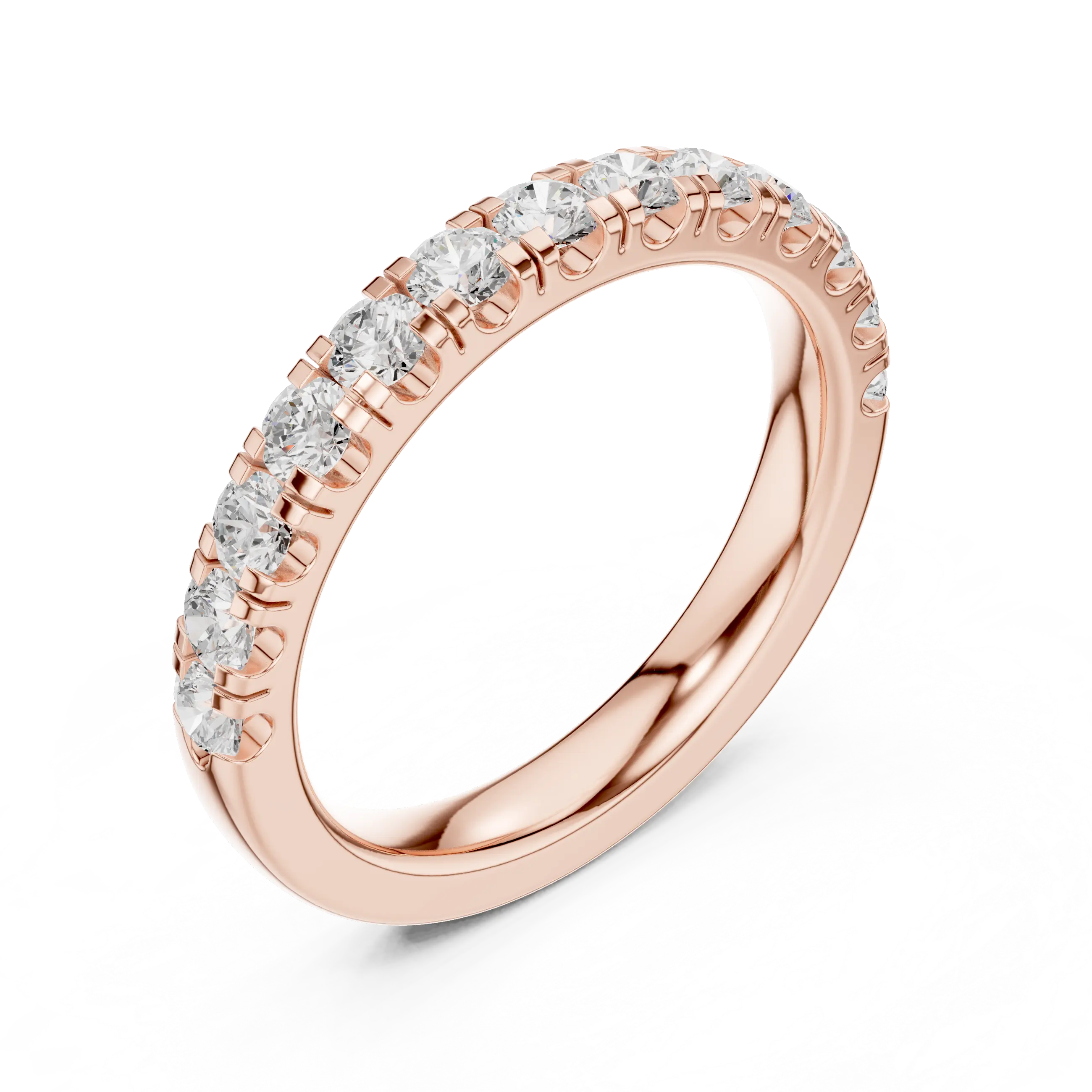 Round Lab Grown Diamond Pavé Wedding Band in 14k White Gold