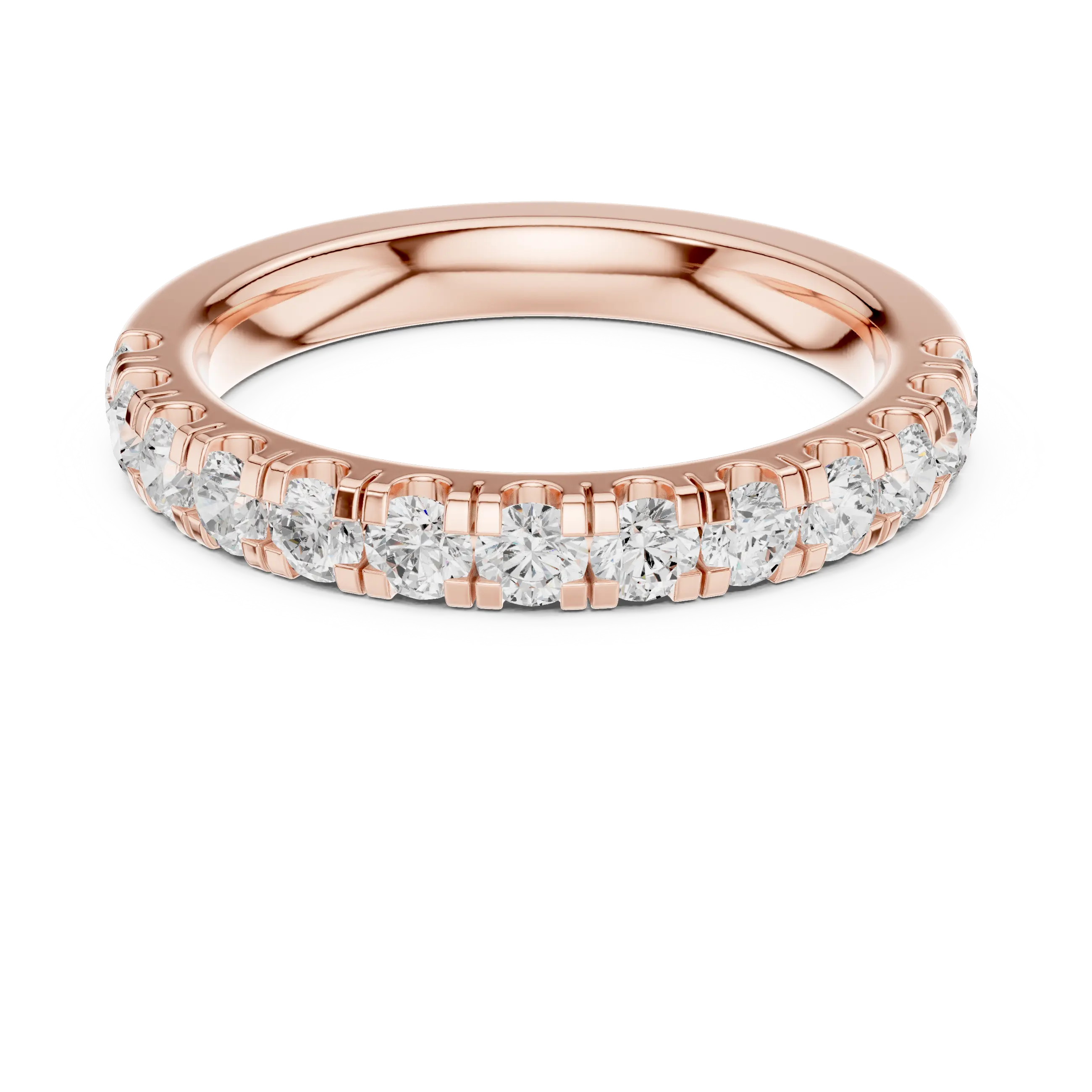 Round Lab Grown Diamond Pavé Wedding Band in 14k White Gold